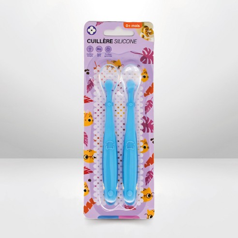 Cuillère silicone bleue