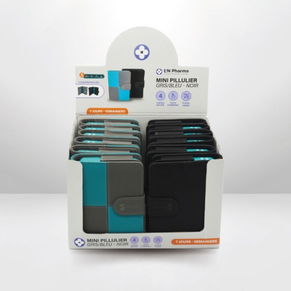 Pilulier Pill Box - 4 prises / jour - Présentoir de 12 unités