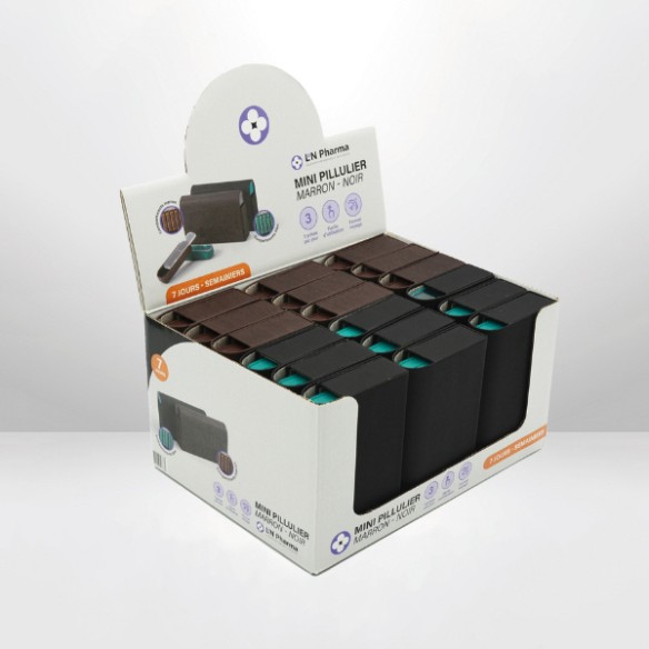 Mini Pill Box - 3 prises / jour - Présentoir 18 pièces