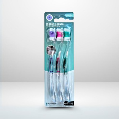 Brosse à dents Médium - Pack de 3