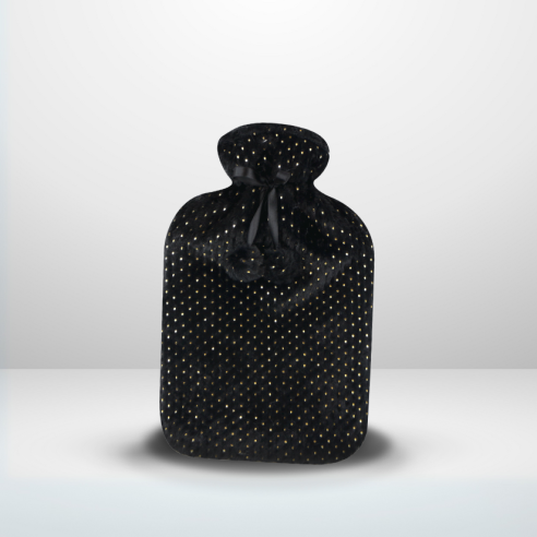 Bouillotte fourrure noire étoilée