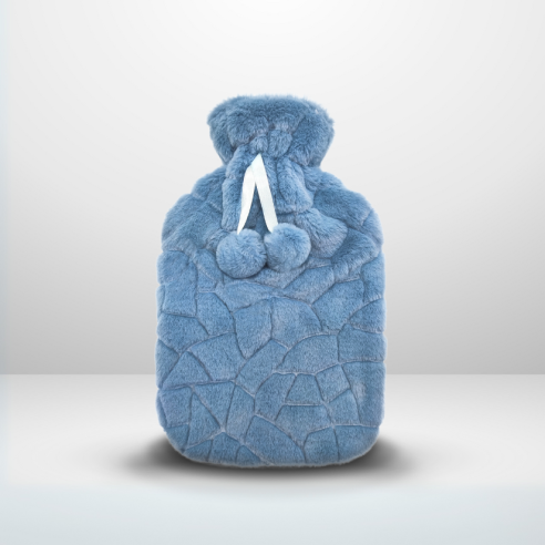 Bouillotte fourrure bleu nuit
