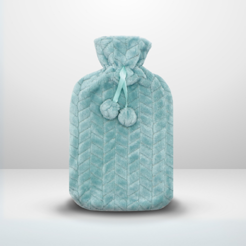 Bouillotte fourrure bleu clair
