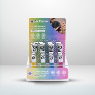 Présentoir coupe-ongle colorés - 24 pièces