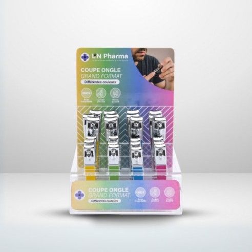 Présentoir coupe-ongle colorés - 24 pièces